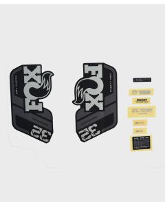 FOX Fork 32 Decal Kit: P-S Grey Logo Matte Black 2021