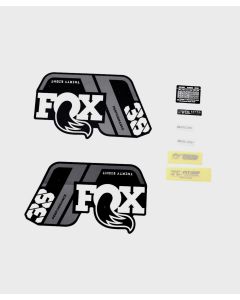 FOX Fork 38 Decal Kit: P-S Grey Logo Matte Black 2021