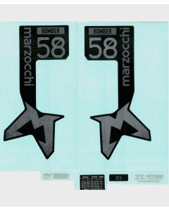 Marzocchi Fork Bomber 58 Decal Kit: Neutral Gloss Black Logo Shiny Black 2024